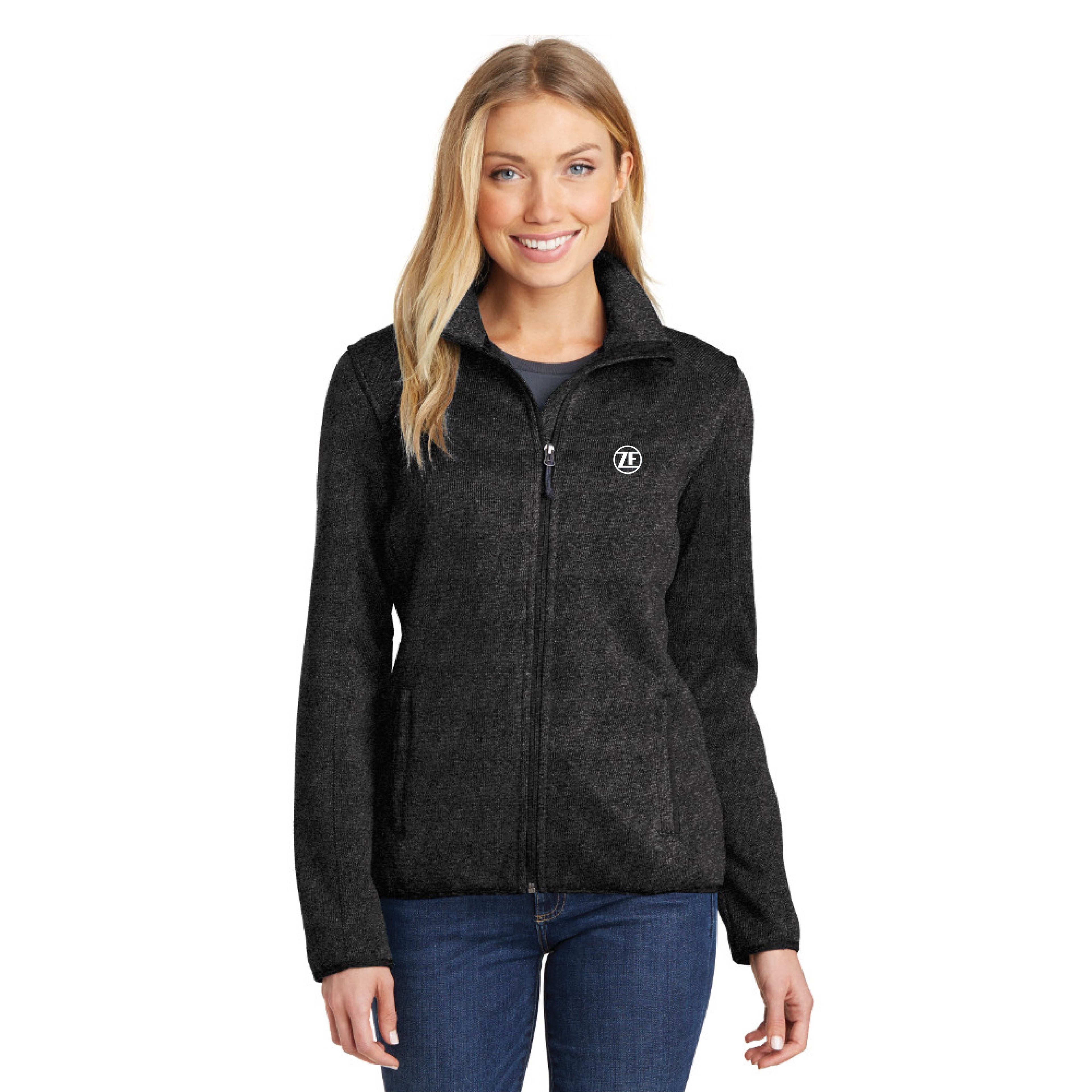 Port Authority® Ladies Sweater Fleece Jacket - L232 - Black Heather, XXXX-Large image