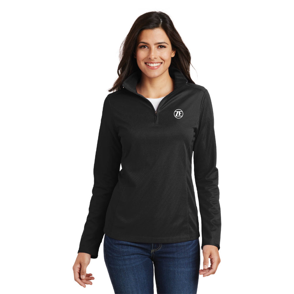 Port Authority® Ladies Pinpoint Mesh 1/2-Zip - L806 - Black, Large image