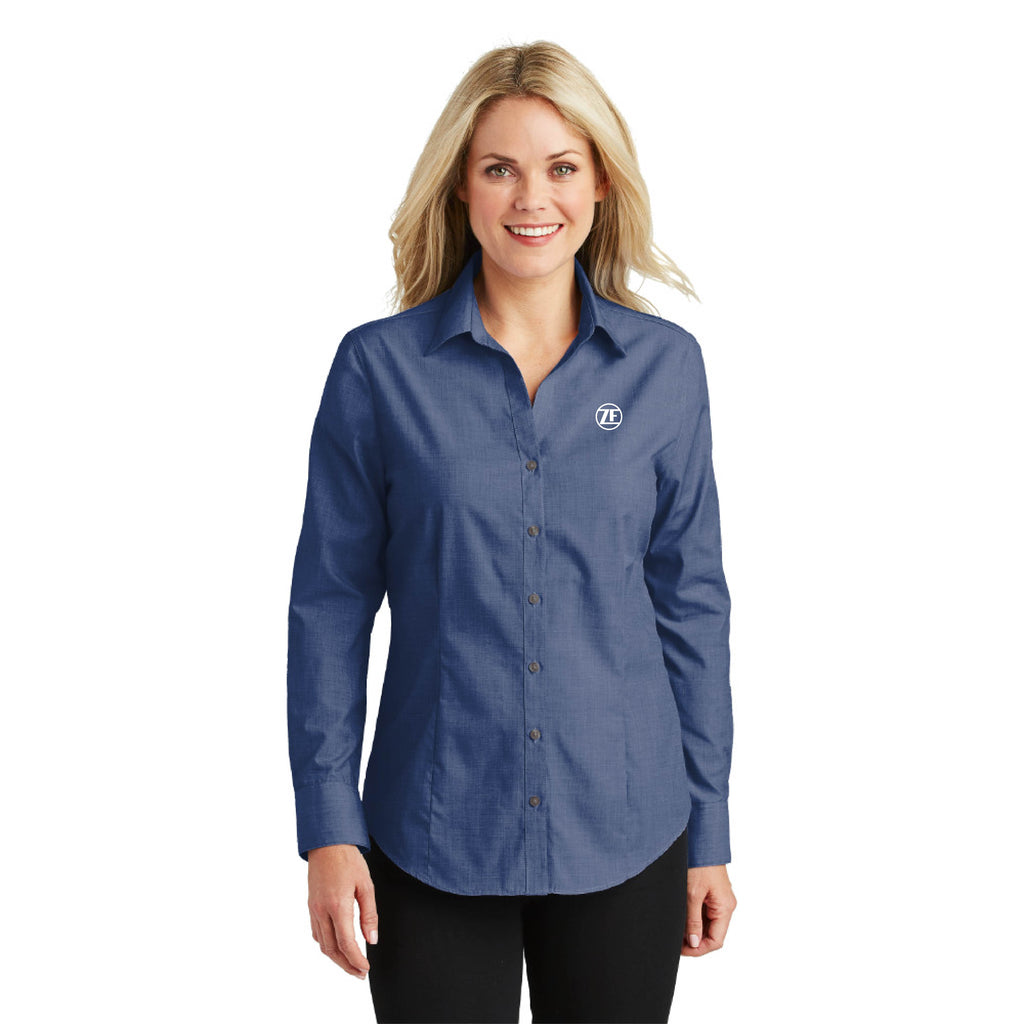 Port Authority® Ladies Crosshatch Easy Care Shirt - L640 - Deep Blue, Small image