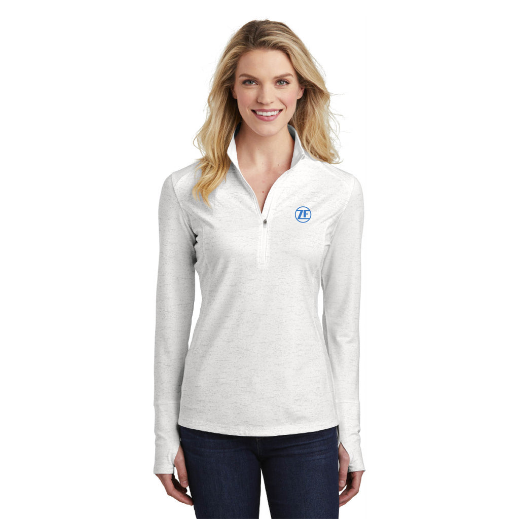 Sport-Tek ® Ladies Sport-Wick ® Stretch Reflective Heather 1/2-Zip Pullover - LST855 - White, Medium image