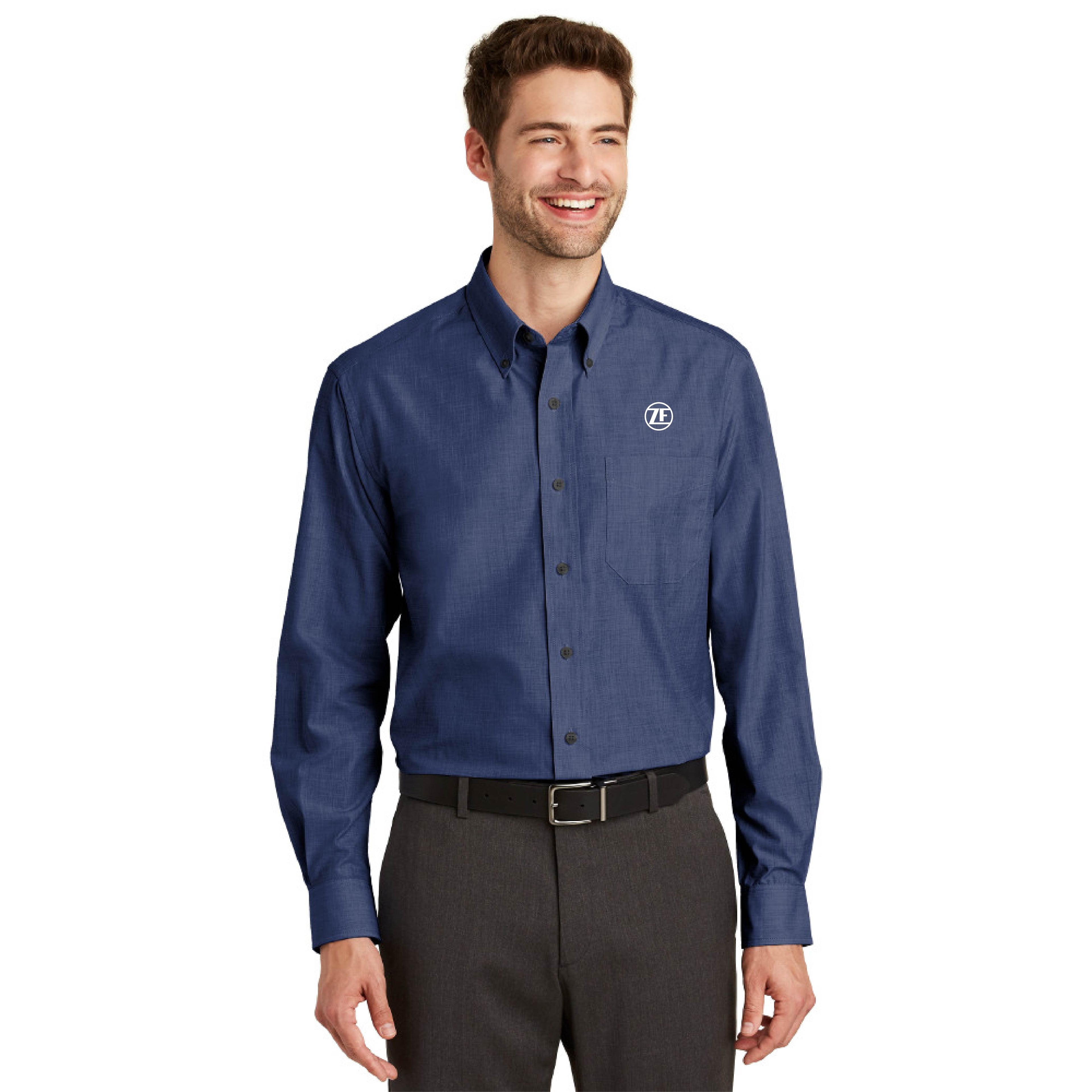 Port Authority® Crosshatch Easy Care Shirt - S640 - Deep Blue, XX-Large image