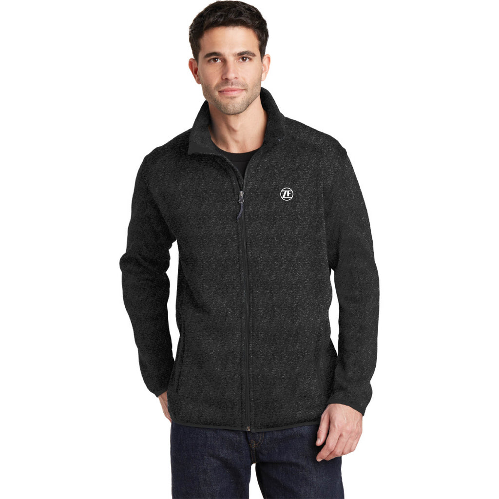 Port Authority® Sweater Fleece Jacket - F232 - Black Heather, XXXX-Large image