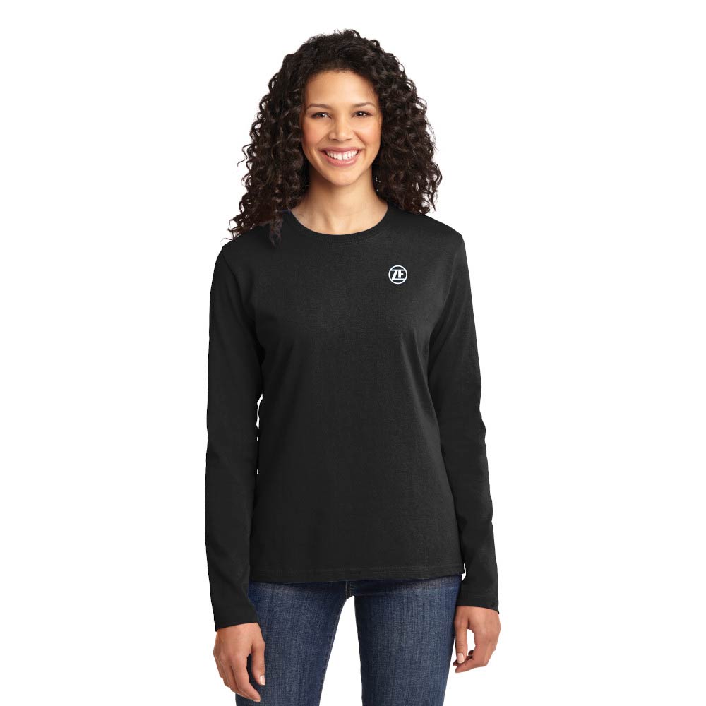 Ladies Port & Company® Long Sleeve Core Cotton Tee - LPC54LS - X-Small, Black image