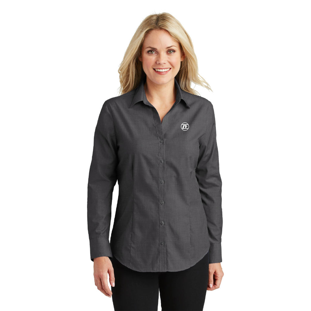 Port Authority® Ladies Crosshatch Easy Care Shirt - L640 - Soft Black, Medium image