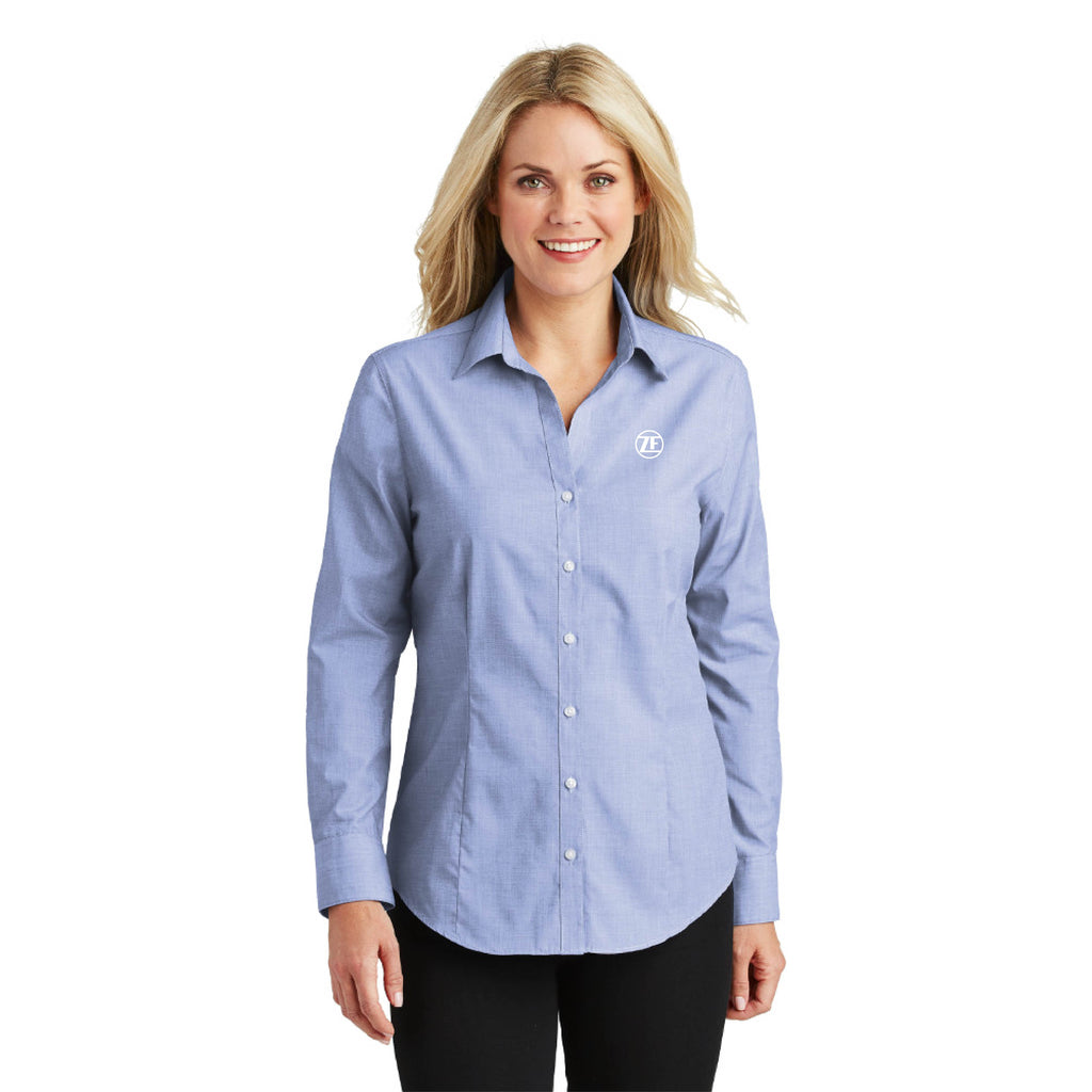 Port Authority® Ladies Crosshatch Easy Care Shirt - L640 - Chambray Blue, XX-Large image
